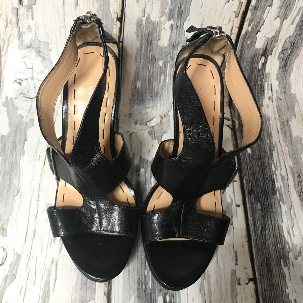 Nine West black strap heels